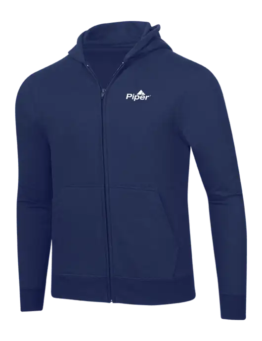 Navy 8.5 oz Ring Spun Zip Hooded Sweatshirt w/Piper Logo