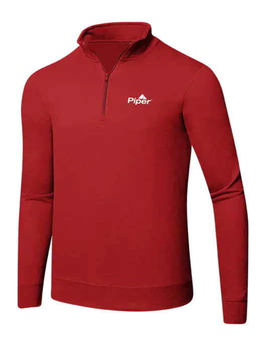 Bright Red 8.5 oz Ring Spun 1/4 Zip Pullover Sweatshirt w/Piper Logo