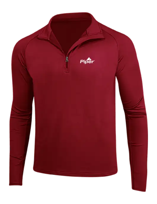 Red Sport Wick Stretch 1/4 Zip Pullover w/Piper Logo