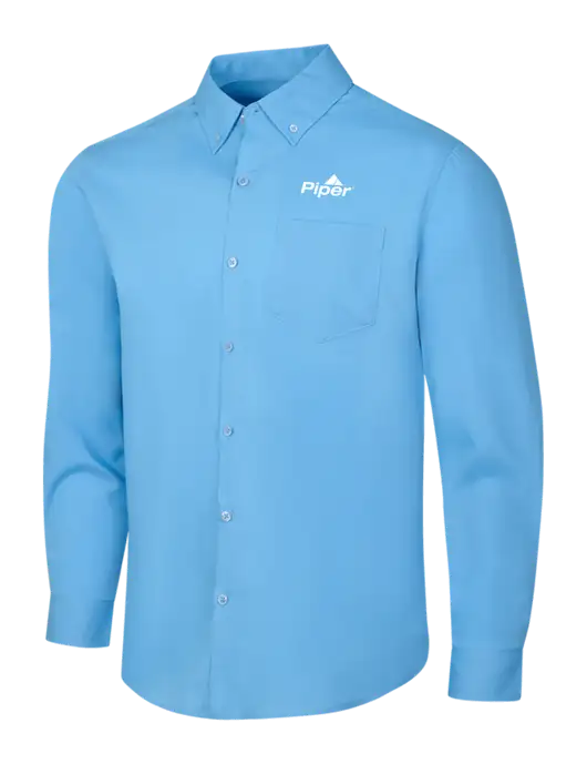 Carolina Blue Long Sleeve Carefree Poplin Shirt w/Piper Logo