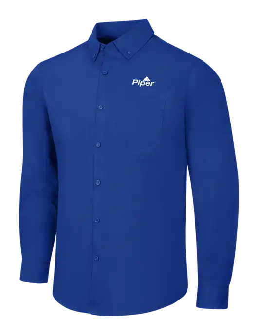 Dark Royal Long Sleeve Carefree Poplin Shirt w/Piper Logo