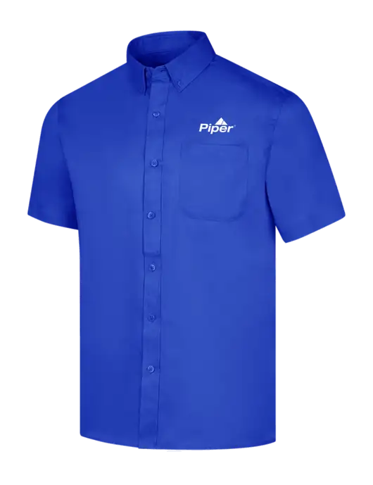 Short Sleeve Dark Royal Superpro React Twill Shirt w/Piper Logo