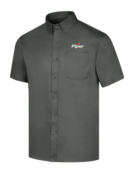 Short Sleeve Dark Grey Superpro React Twill Shirt w/Piper Logo