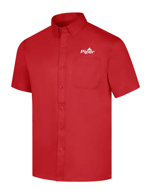 Short Sleeve Red Superpro React Twill Shirt w/Piper Logo
