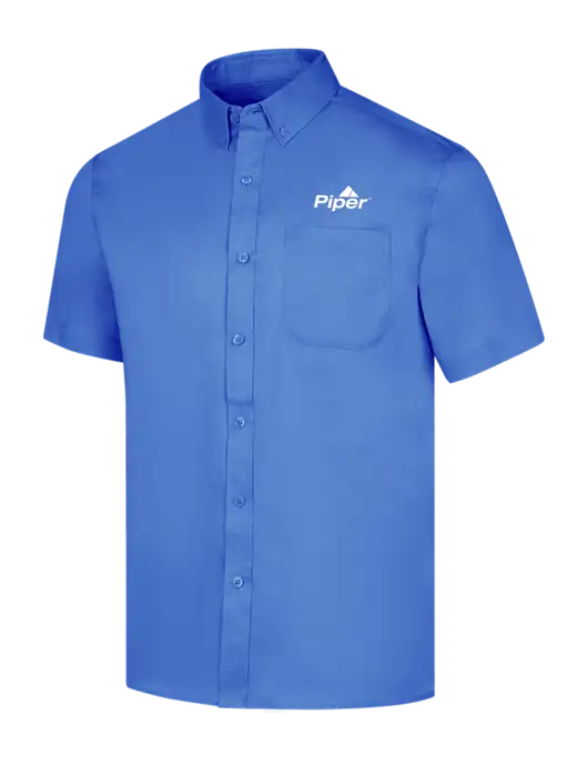 Short Sleeve Dark Carolina Blue Superpro React Twill Shirt w/Piper Logo