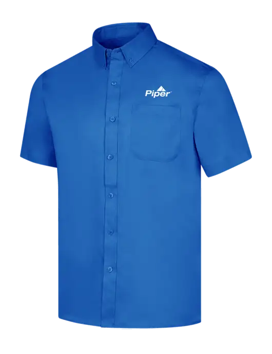 Short Sleeve Royal Blue Superpro React Twill Shirt w/Piper Logo