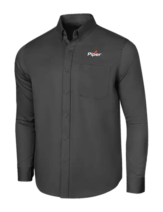 Long Sleeve Dark Grey Superpro React Twill Shirt w/Piper Logo