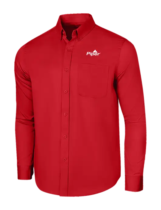 Long Sleeve Red Superpro React Twill Shirt w/Piper Logo