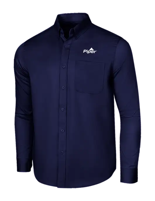 Long Sleeve Navy Superpro React Twill Shirt w/Piper Logo