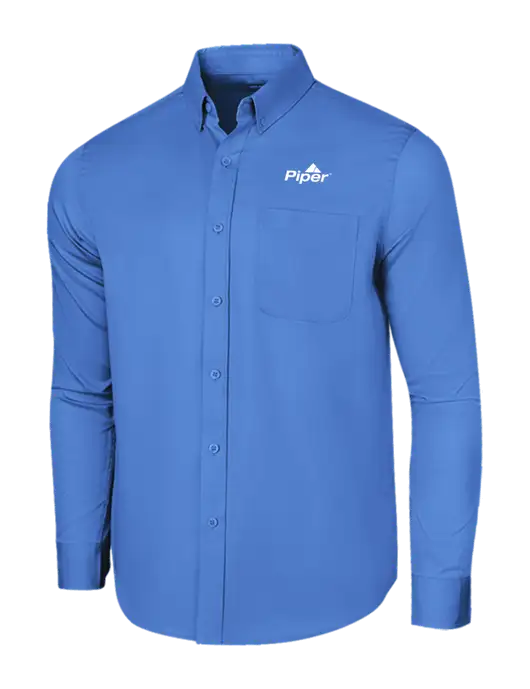 Long Sleeve Dark Carolina Blue Superpro React Twill Shirt w/Piper Logo