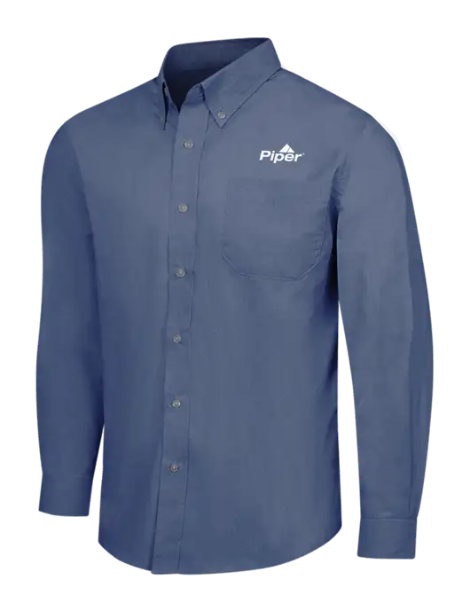 Light Navy Crosshatch Easy Care Shirt w/Piper Logo