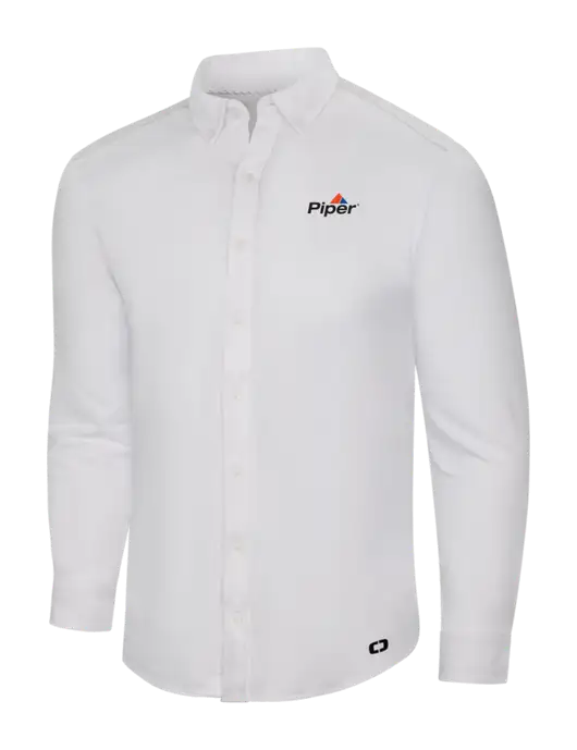 OGIO Bright White Modern Code Stretch Button-Up Shirt w/Piper Logo
