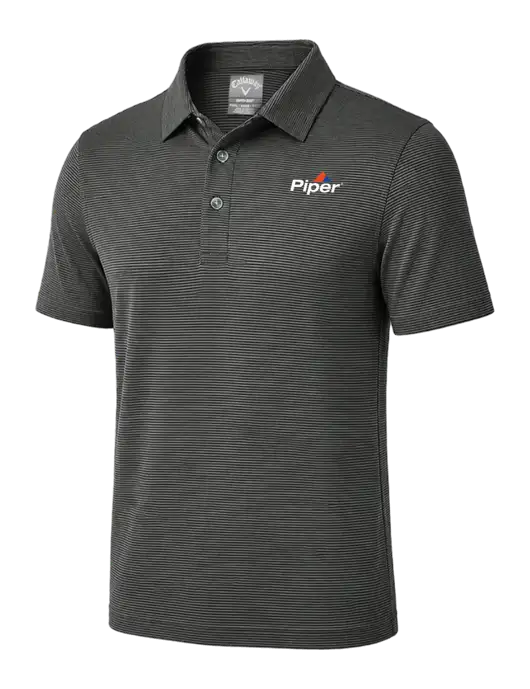 Callaway Black Fine Line Stripe Polo w/Piper Logo