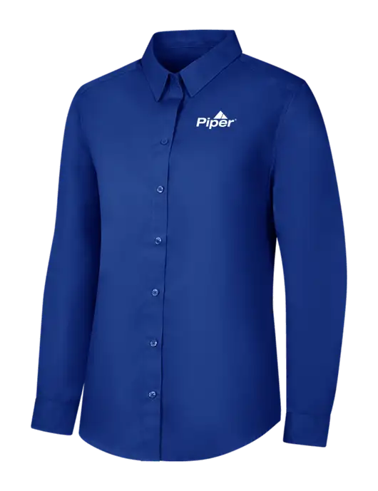 Womens Royal Long Sleeve Carefree Poplin Shirt w/Piper Logo