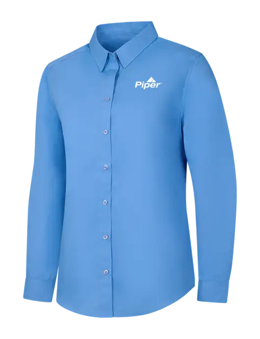 Womens Carolina Blue Long Sleeve Carefree Poplin Shirt w/Piper Logo