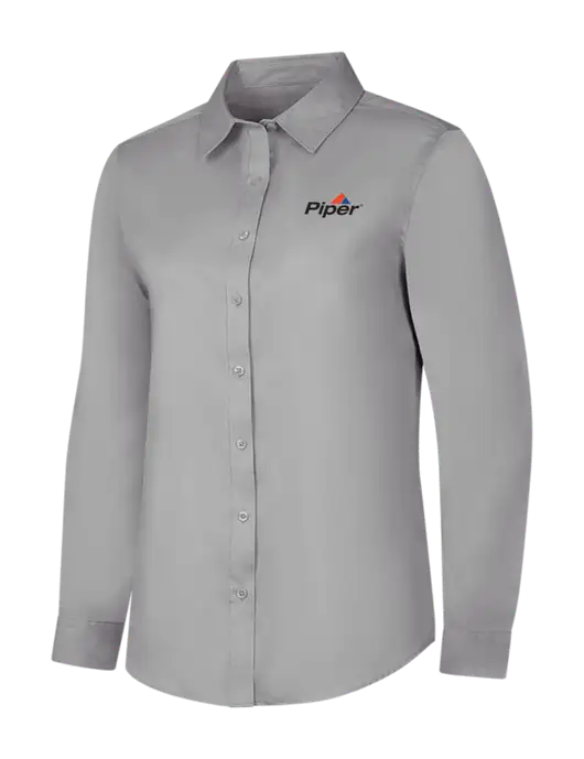 Light Grey Womens Long Sleeve Superpro React Twill Shirt w/Piper Logo
