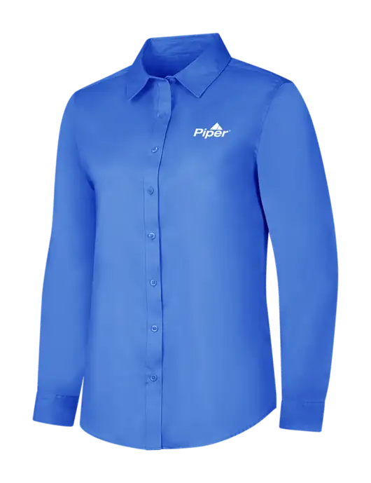 Dark Carolina Blue Womens Long Sleeve Superpro React Twill Shirt w/Piper Logo