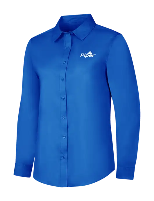 Womens Long Sleeve Royal Blue Superpro React Twill Shirt w/Piper Logo