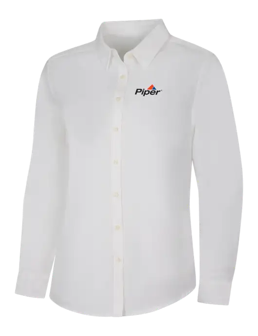 Womens White Long Sleeve Superpro React Twill Shirt w/Piper Logo