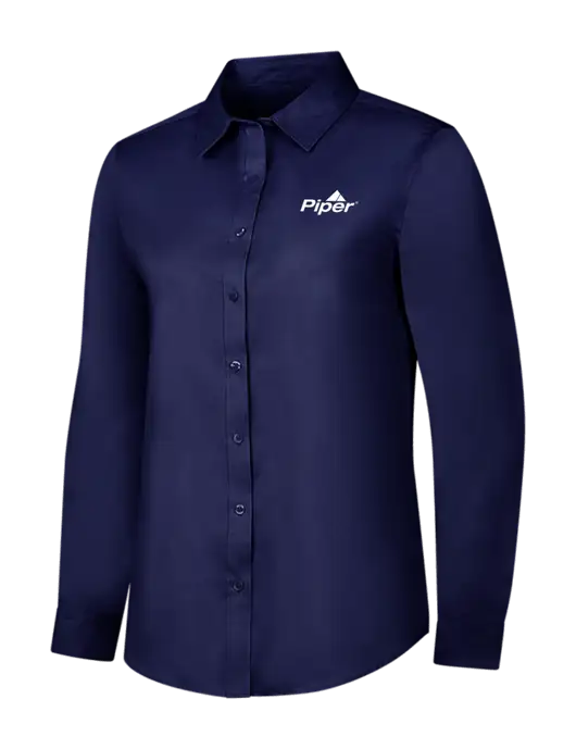 Navy Womens Long Sleeve Superpro React Twill Shirt w/Piper Logo