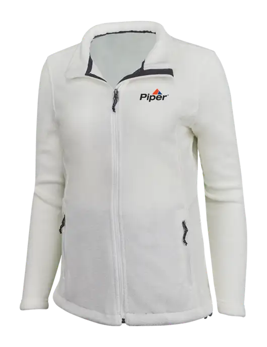 Womens White Fleece Jacket w/Piper Logo