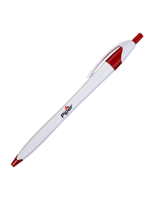 Novella White/Red Classic Pen - Blue Ink w/Piper Logo