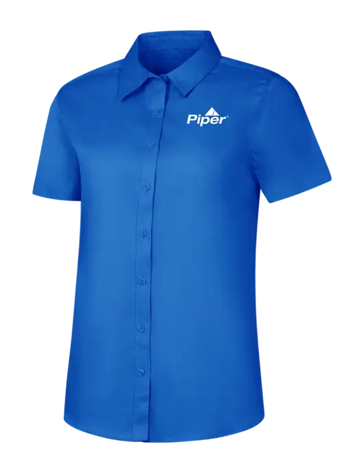 Womens Short Sleeve Royal Blue Superpro React Twill Shirt w/Piper Logo