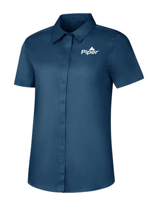 Womens Light Navy Short Sleeve Superpro React Twill Shirt w/Piper Logo