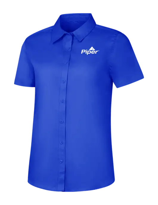 Womens Short Sleeve Dark Royal Superpro React Twill Shirt w/Piper Logo