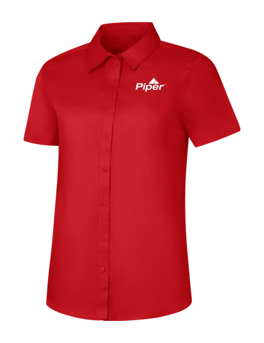 Womens Red Short Sleeve Superpro React Twill Shirt w/Piper Logo