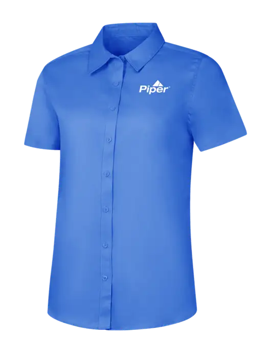 Womens Dark Carolina Blue Short Sleeve Superpro React Twill Shirt w/Piper Logo