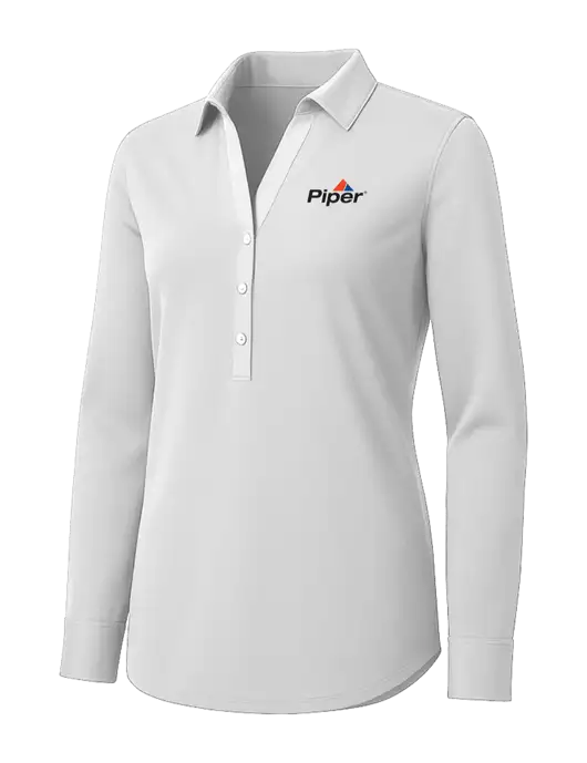 Womens White City Stretch Shirt w/Piper Logo