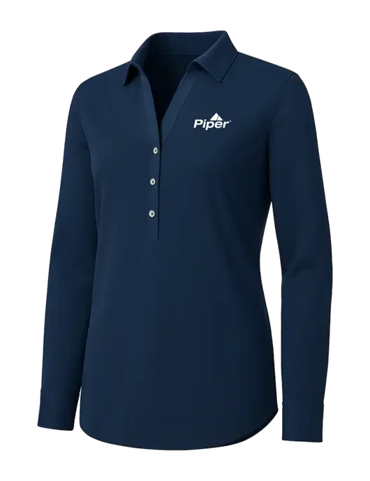 Womens Navy City Stretch Shirt w/Piper Logo