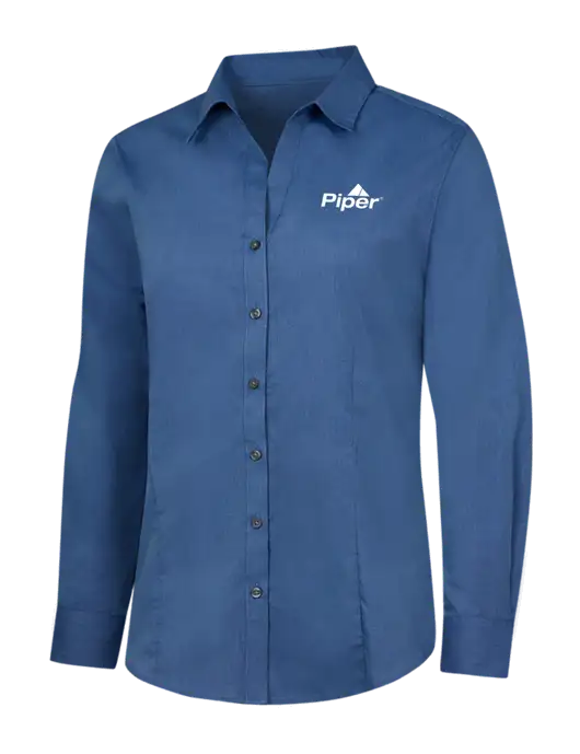 Light Navy Womens Crosshatch Easy Care Shirt w/Piper Logo