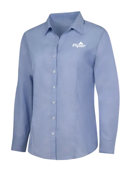 Light Slate Blue Womens Crosshatch Easy Care Shirt w/Piper Logo