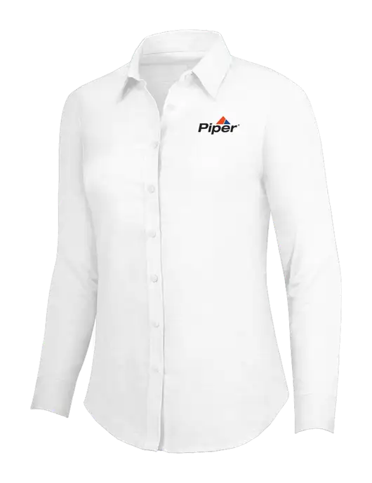 White Womens SuperPro Oxford Shirt w/Piper Logo