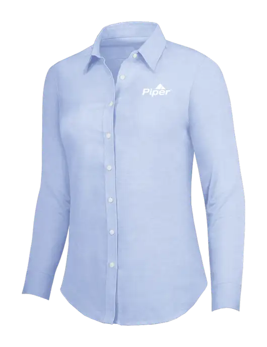 Light Blue Womens SuperPro Oxford Shirt w/Piper Logo