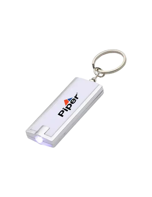 Simple Touch White LED Keychain w/Piper Logo