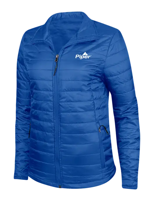 Dark Royal Blue Womens Puffy Packable Jacket w/Piper Logo