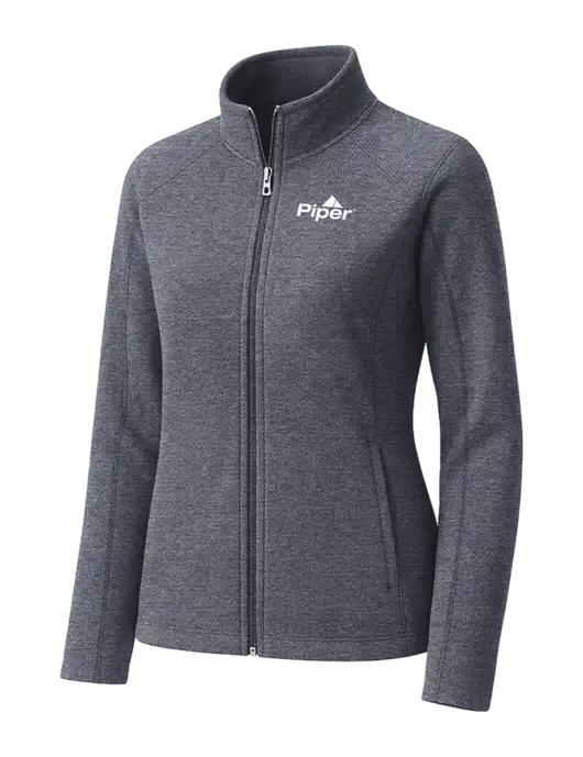 Light Navy Heather Womens Microfleece Full-Zip Jacket w/Piper Logo