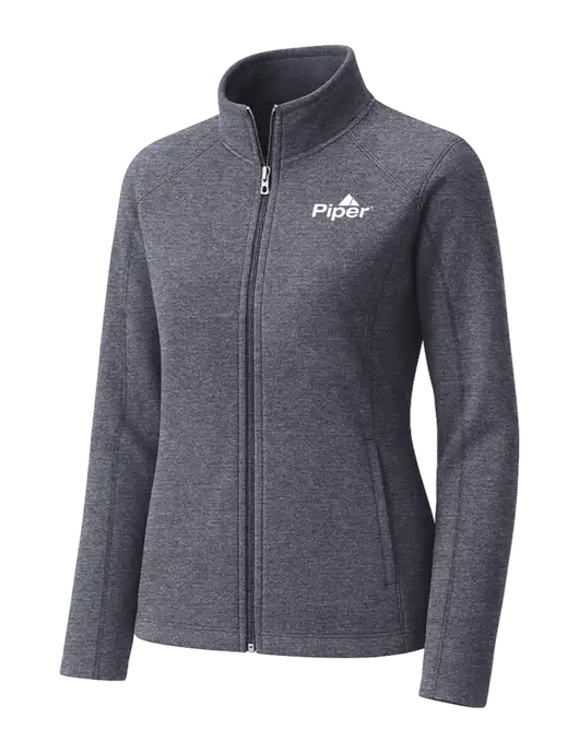 Light Navy Heather Womens Microfleece Full-Zip Jacket w/Piper Logo