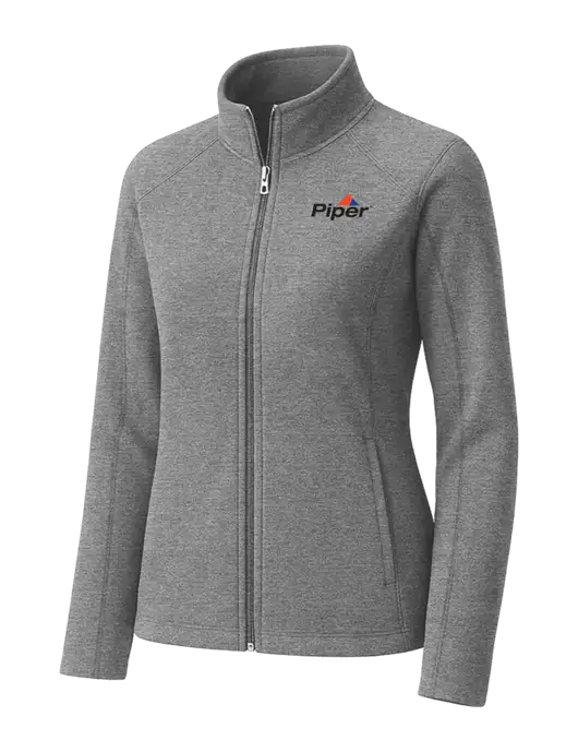 Medium Grey Womens Heather Microfleece Full-Zip Jacket w/Piper Logo