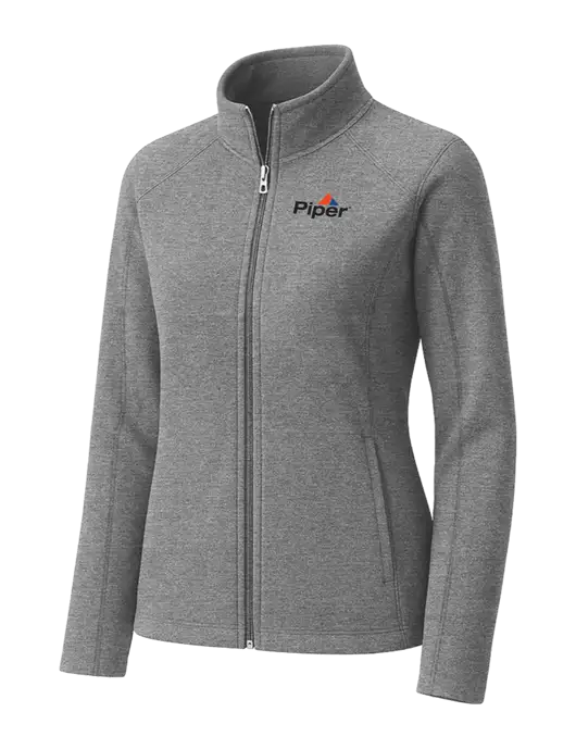 Medium Grey Womens Heather Microfleece Full-Zip Jacket w/Piper Logo