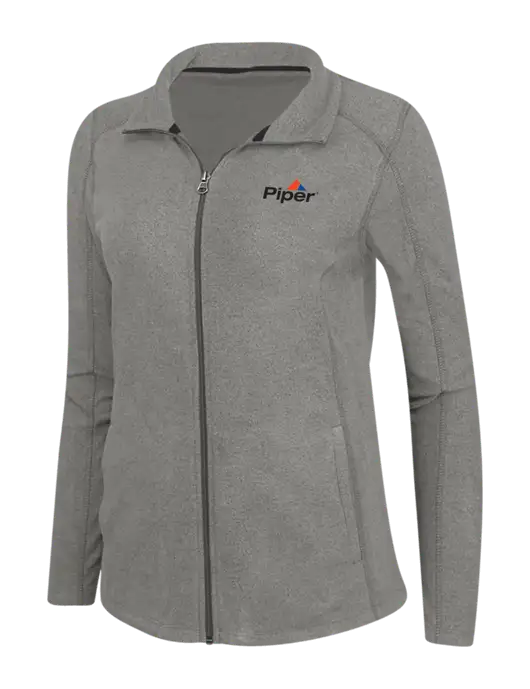 Medium Grey Womens Heather Microfleece Full-Zip Jacket w/Piper Logo