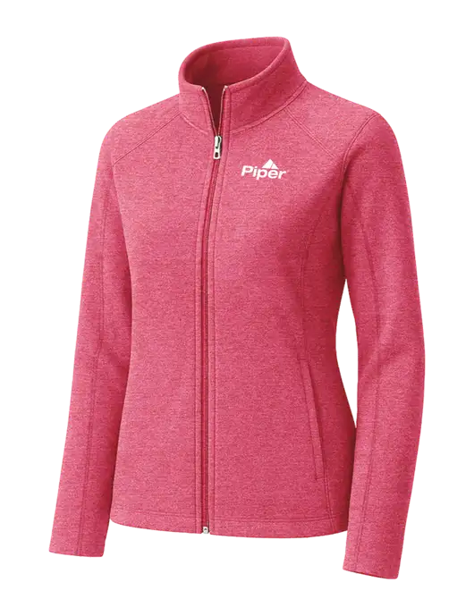Fuchsia Heather Womens Heather Microfleece Full-Zip Jacket w/Piper Logo