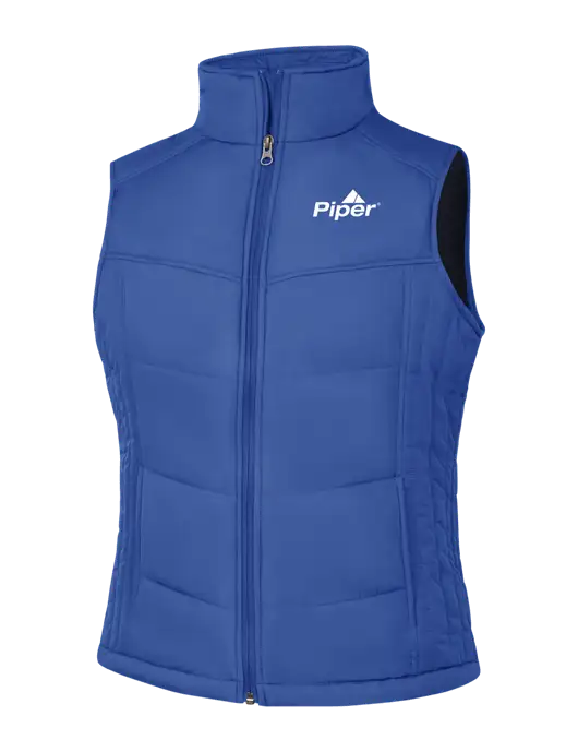 Womens Dark Royal Blue/Black Puffy Vest w/Piper Logo