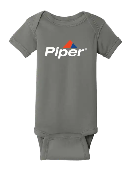 Rabbit Skins Charcoal Infant Short Sleeve Baby Rib Bodysuit w/Piper Logo