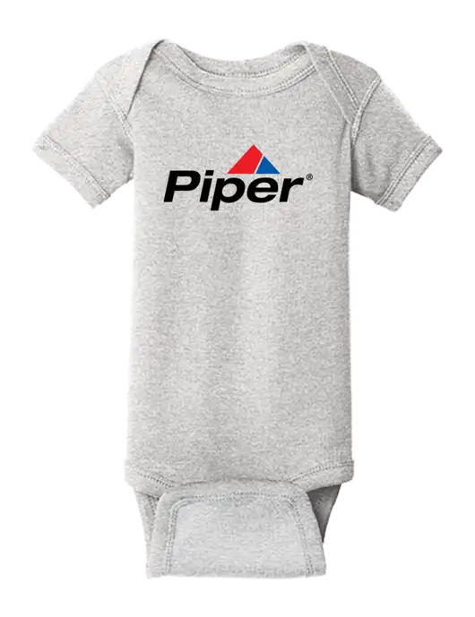 Rabbit Skins Light Grey Heather Infant Short Sleeve Baby Rib Bodysuit w/Piper Logo