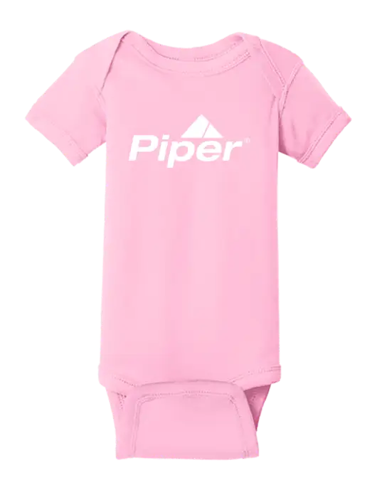 Rabbit Skins Pink Infant Short Sleeve Baby Rib Bodysuit w/Piper Logo