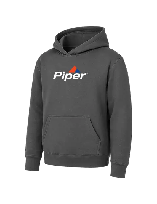 Youth Charcoal 7.8 oz Pullover Hooded Sweatshirt w/Piper Logo